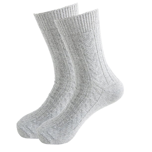 Calcetines de doble aguja con giro para hombre, calcetines extra grandes de línea paralela, forrados, gruesos y cálidos, de lana de conejo, calcetines casuales de tubo medio.