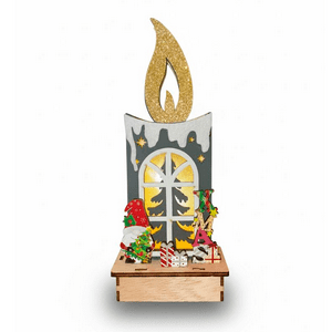 Wakeshome - Vela Navideña Iluminada De Madera Adorno Navidad