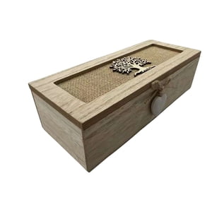 Oem - Caja De Té Mediana De Madera 3 Espacios Arbol Madera