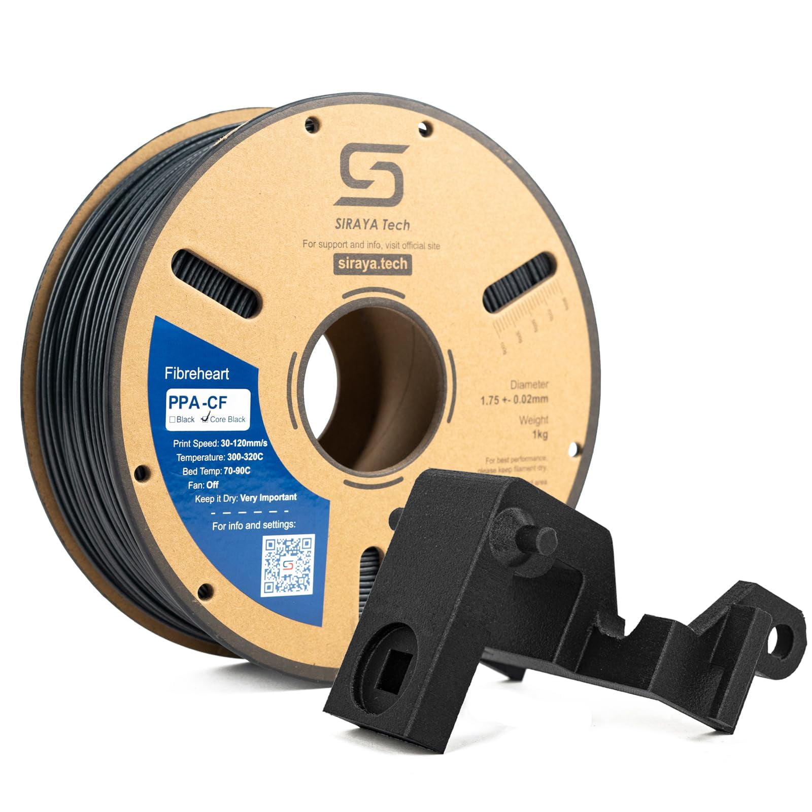 Filamento Para Impresora 3d Siraya Tech Fibreheart Ppa-cf Core Negro