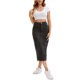 thumbnail image 2 of INSPIRE CHIC Falda de Mezclilla para Mujer de Cintura Alta con Estiramiento, Desgarrada, Dobladillo Crudo, Abertura, Casual, Midi, Lápiz, Talla XL, Negra, 2 of 5