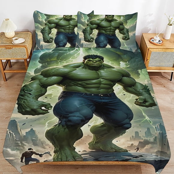 Hulk Bedding Sets Ultra Soft Skin-Friendly Duvet Cover 3 Piece, Cute Comforter Cover Bed Set for Boys Girls Kids