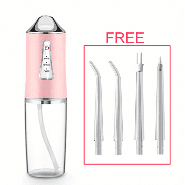 Water Dental Flosser Oral Irrigator With 3 Modes With 4 Nozzles, Waterproof Rechargeable Portable Powerful Battery For Travel & Home