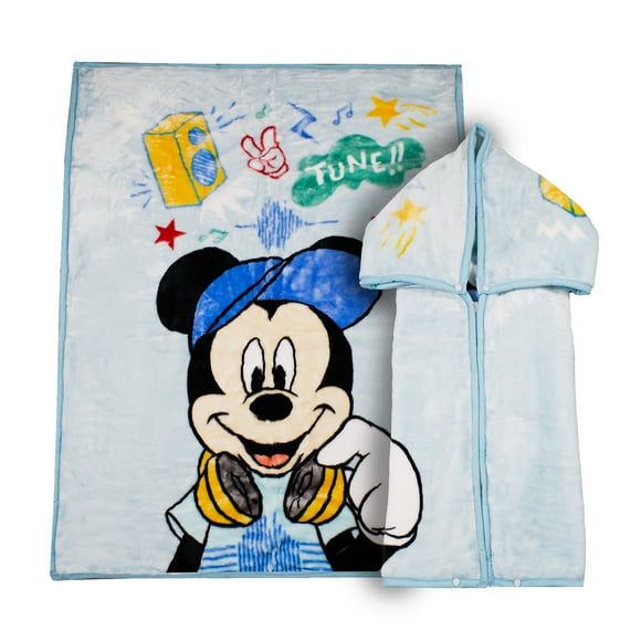Saco con Broche Ultra Soft Mickey Music 80x110cm Celeste