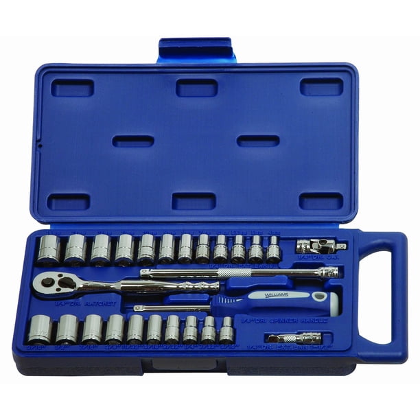 Juego de herramientas Williams 50661 con conector de transmisión de 1/4 pulgadas, 27 piezas