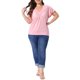 thumbnail image 2 of Agnes Orinda Blusa de Talla Grande para Mujeres Escuela Universidad Cuello en V Volante Manga Corta Camiseta de Verano Tops 1X Rosa, 2 of 6