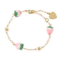 Ioensy - Pulsera De Fresa Elegante Pulsera De Cadena De Latón Para Amiga Esposa Aniversario Rosa