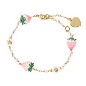 Ioensy - Pulsera De Fresa Elegante Pulsera De Cadena De Latón Para Amiga Esposa Aniversario Rosa