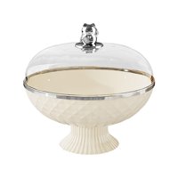 Magideal - Cesta De Frutas Con Base, Cuenco Con Tapa, Diseño De Drenaje, Compartimento De Almacenamiento Decorativo, Encimera De Cocina Multifuncional De 8 ""X 10 Crema