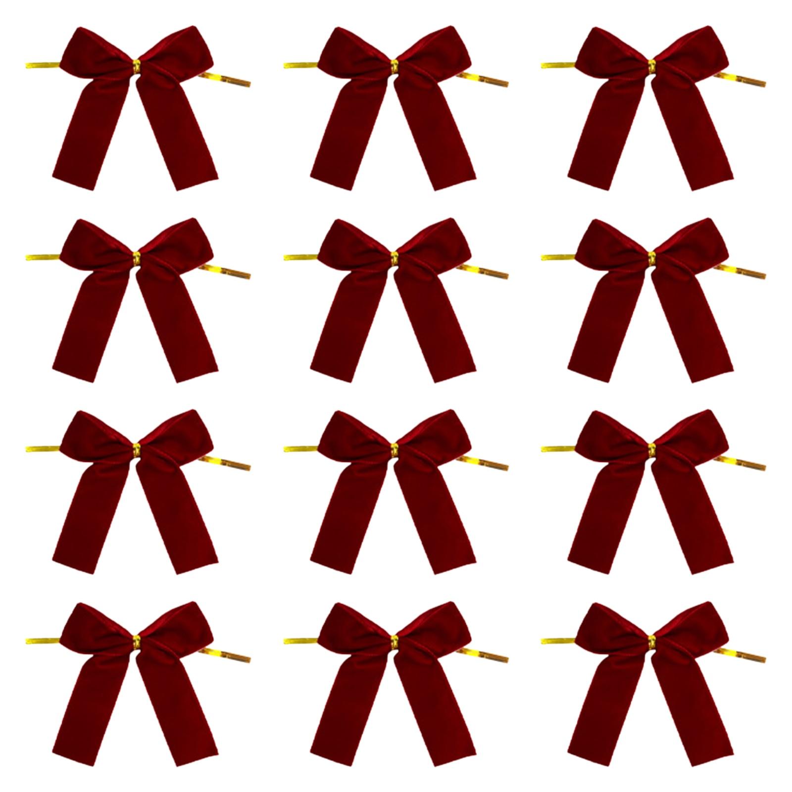 Bothyi - 12 Lazos De Terciopelo Para Árbol De Navidad, Lazos Para Puerta De Entrada, Color Vino Tinto