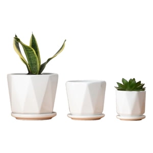 Genérico - Macetas Blancas Agujeros Drenaje 3 Piezas Jhn