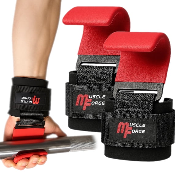 Ganchos de Levantamiento de Pesas MuscleForge - Correas de Muñeca de Alta Resistencia
