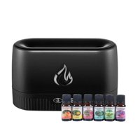 Disparo - Pack Humidificador Negro Efecto Llamas + 6 Esencias