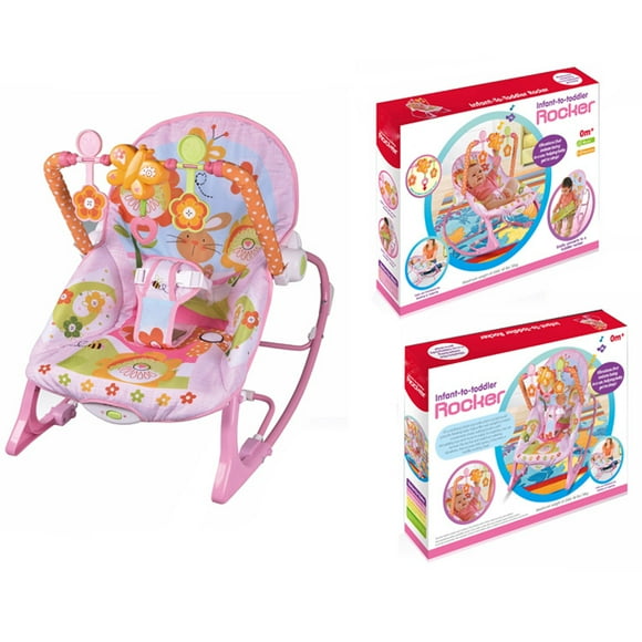 Silla Mecedora Musical Con Vibracion Para Bebe Rosada
