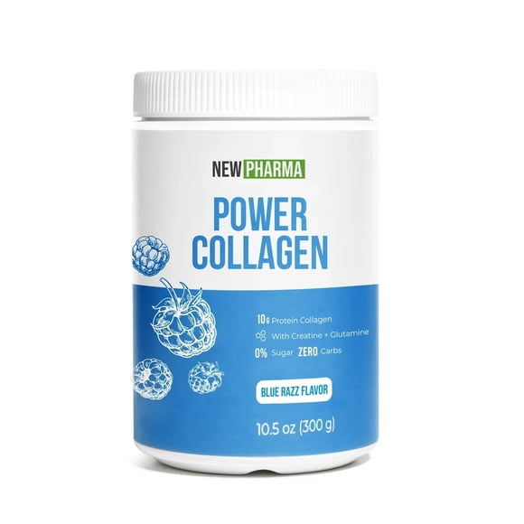 Power Collagen NewPharma 300 g Colágeno Hidrolizado con Creatina y Glutamina