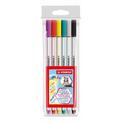 Pack 6 Rotulador Con Punta De Pincel Stabilo Pen 68 Brush