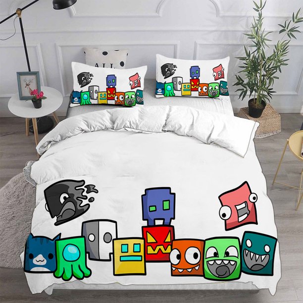 Geometry Dash Bedding Sets Comforter Quilt Bed Cover Duvet Cover Pillow Case 2-3 Pieces Sets Kids Adult Size