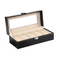 Magideal - Organizador De Relojes Para Hombre, Caja Con 5 Ranuras, Bandeja, Estuche De Exposición Negro, Escaparate De Almacenamiento Para Colgantes, Pendientes
