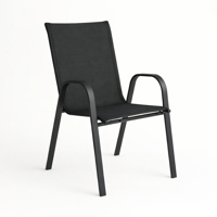 Space Home - Silla Exterior Negra Metal Y Textilene Resistente Reforzada Exterior