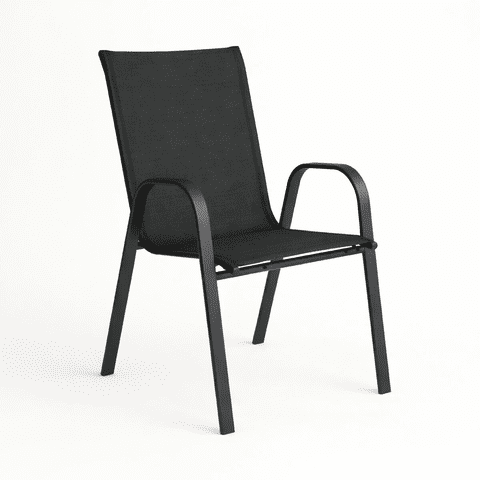 Space Home - Silla Exterior Negra Metal Y Textilene Resistente Reforzada Exterior