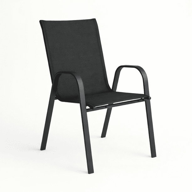 Silla Exterior Negra Metal y Textilene Resistente Reforzada Exterior