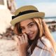 thumbnail image 5 of Sombrero para el sol, sombrero bombín de moda para mujer, sombreros de verano para el sol, sombrero de playa de paja, sombrero de paja tejido para exteriores, fiestas, playa, 5 of 7