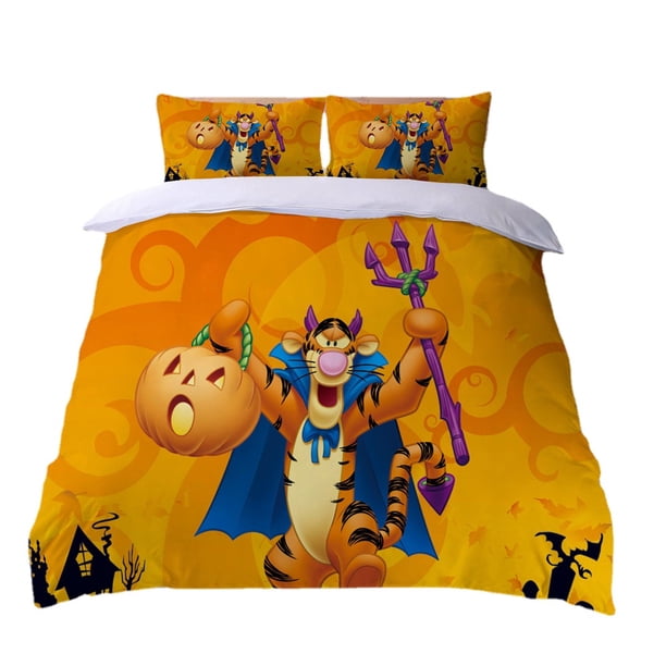 v2163 Bed Sheets Winnie The Pooh Bedding Sets,children Yellow Girl Quilt Cover Set,Cartoon Bear Baby Duvet Cover and Pillowcases 3-Piece Bedding Set (1 Duvet Cover + 2 Pillow Shams) Bed Sheets ju2163