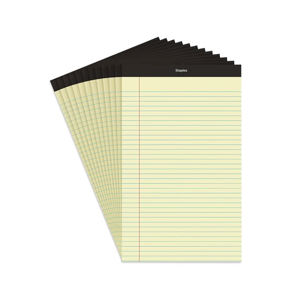Bloques de notas con grapas perforados, con rayas anchas, 8,5 x 14 cm, paquete de 12 unidades