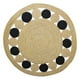 thumbnail image 1 of Alfombra Redonda De Yute Borde De Circulos Negro y Franja, 1 of 5