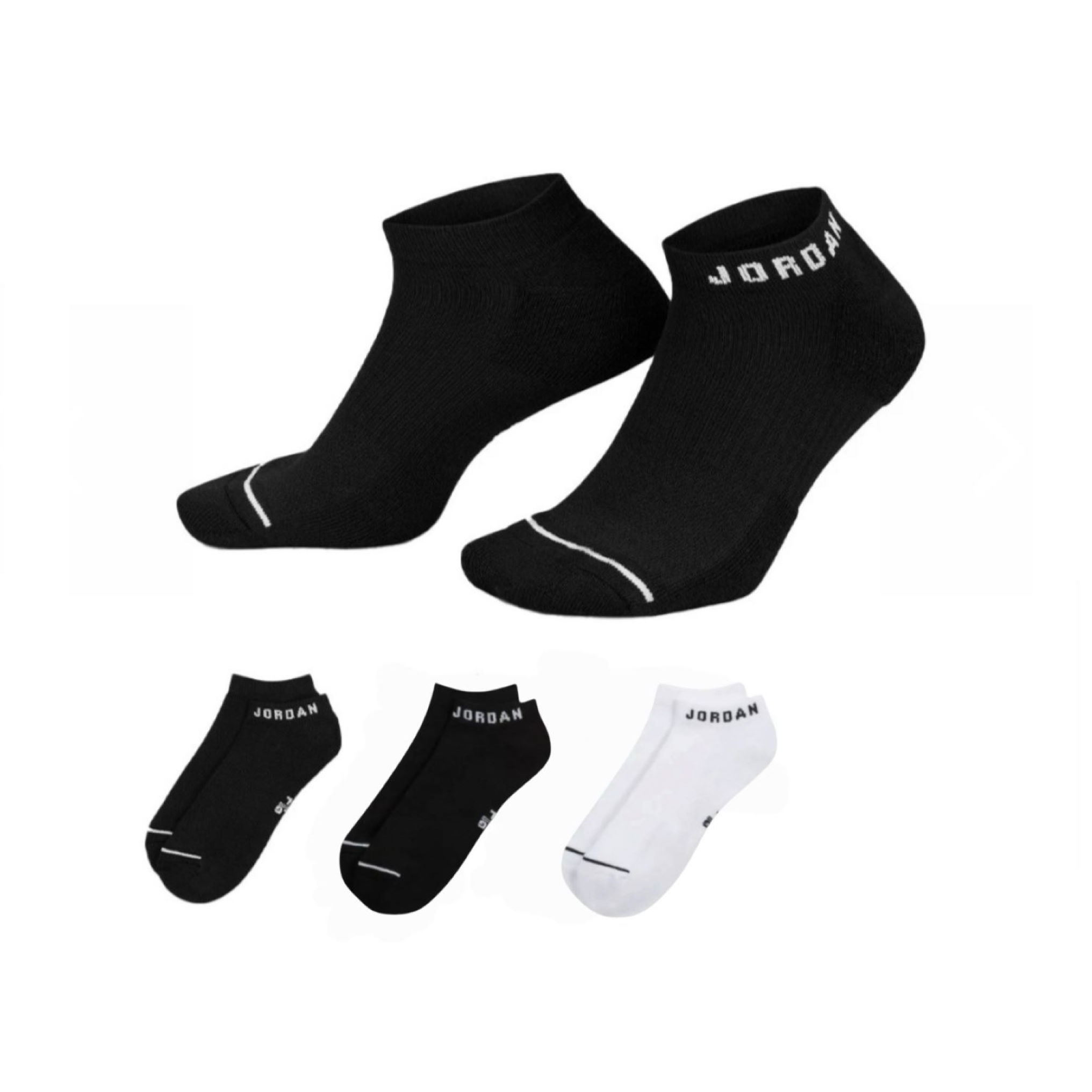 Calcetines Pack X3 Jordan Cortos Everyday Dri Fit Negro Y Blanco
