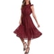 thumbnail image 4 of INSPIRE CHIC Vestido de Chifón sin Mangas para Mujer con Cintura Fruncida y Estrellas Metálicas Doradas para Fiesta Rojo Oscuro XL, 4 of 6