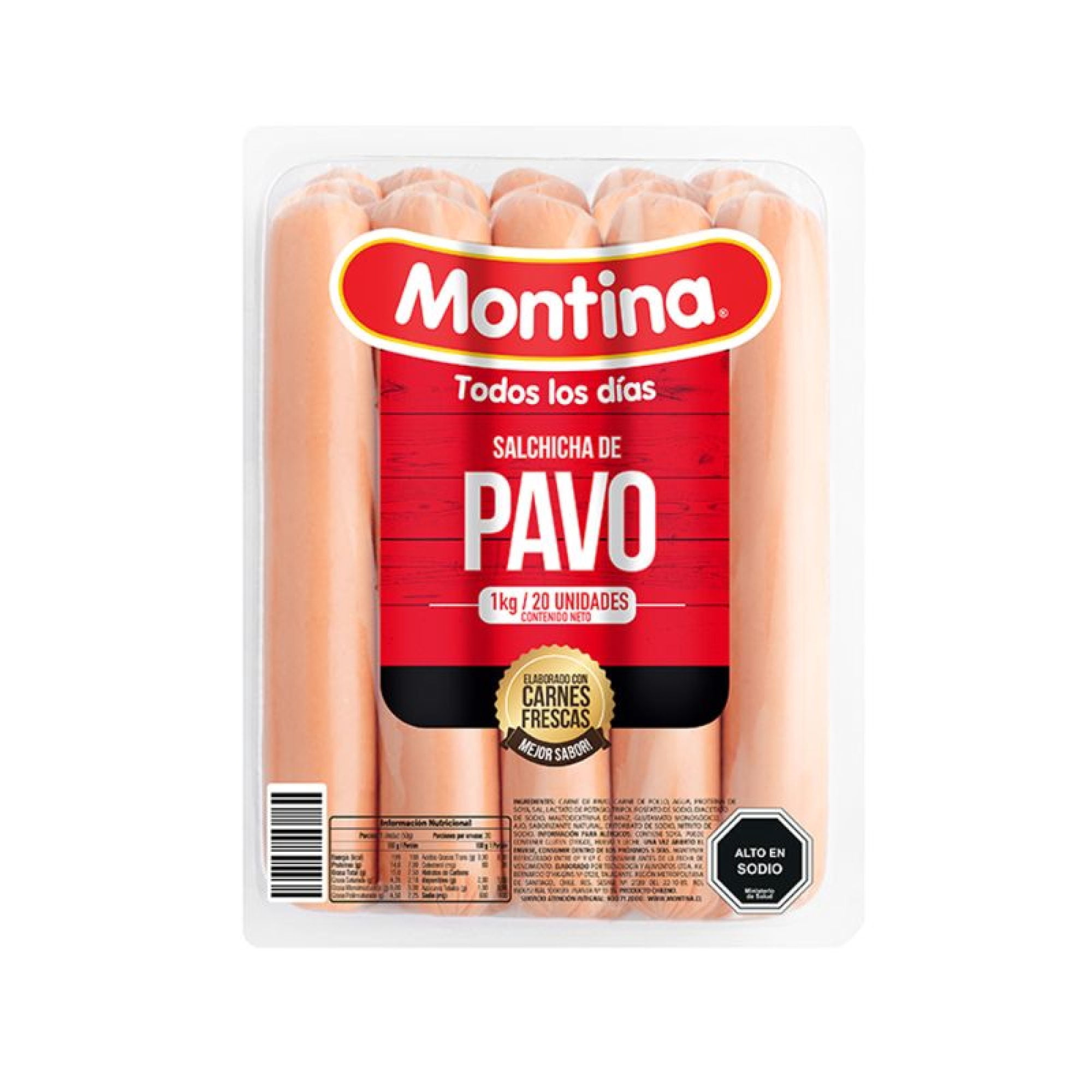 Salchichas De Pavo 20 Un Display 1 Kg Montina
