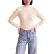 thumbnail image 2 of INSPIRE CHIC Suéter de Mujer con Empalme de Punto Cuello Simulado Falso de Dos Piezas Mangas Largas Otoño Invierno Ajuste Ceñido Volante Encaje Ribeteado Jersey Grande Albaricoque, 2 of 6