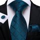 thumbnail image 2 of Corbata Hombre seda pañuelo y colleras Modelo Sangre Turquesa Oscuro, 2 of 5