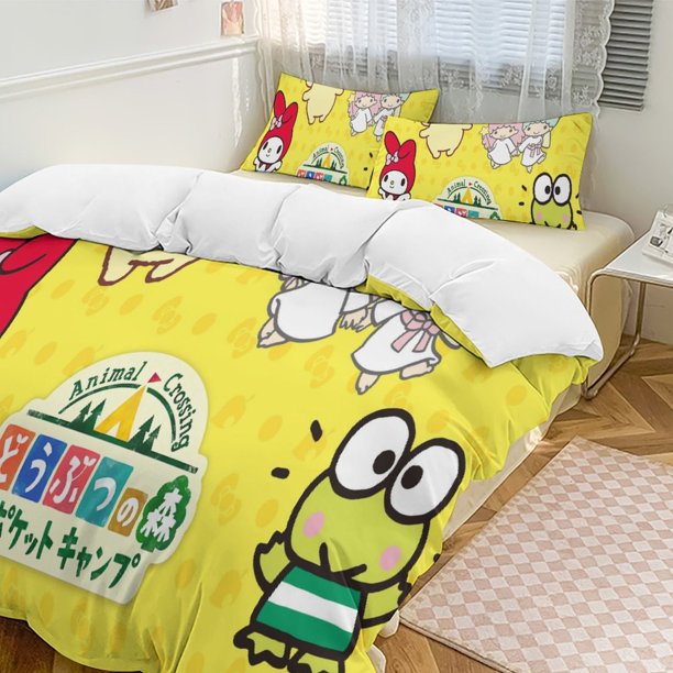 Sanrio Quilt Set Thicken Soft 3 Pieces Bedding Set All Season Duvet Cove with 2 Pillowcases for Adult Women Girls Teens Home Room Decor