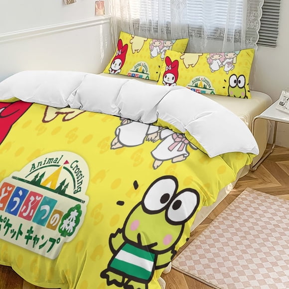 Sanrio Quilt Set Thicken Soft 3 Pieces Bedding Set All Season Duvet Cove with 2 Pillowcases for Adult Women Girls Teens Home Room Decor