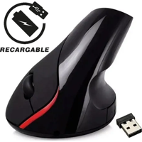 Genérico - Mouse Vertical Inalámbrico Ergonómico Recargable Negro