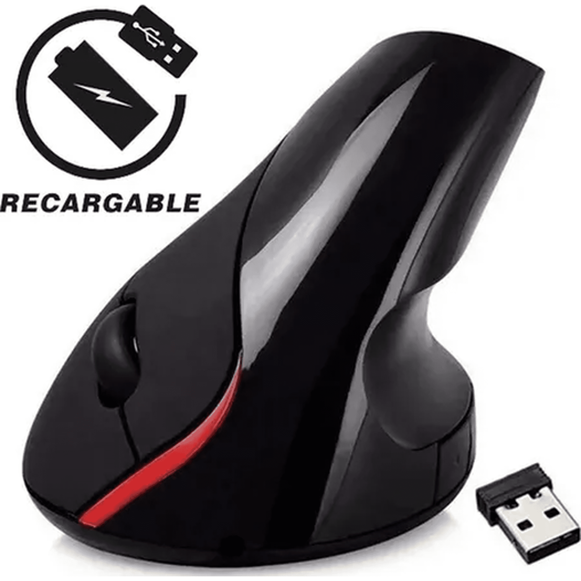Genérico - Mouse Vertical Inalámbrico Ergonómico Recargable Negro