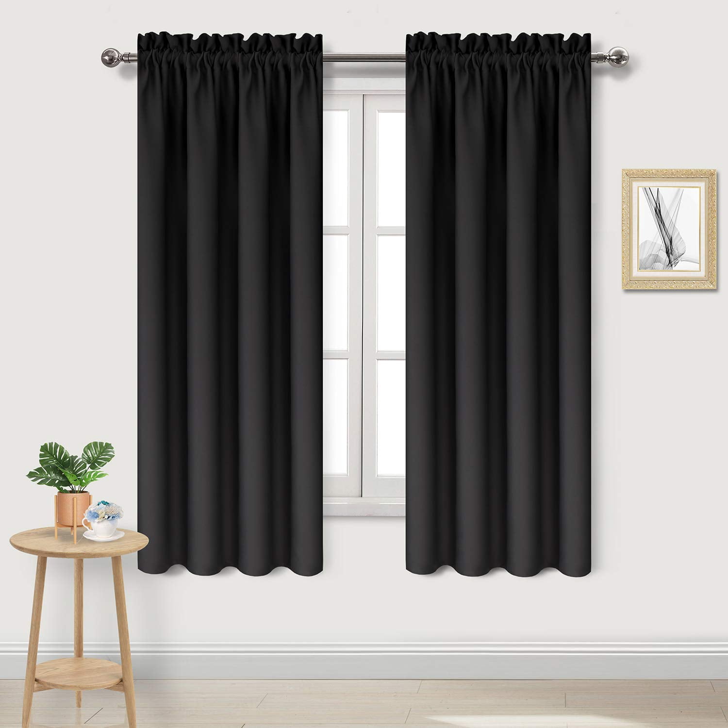 Cortinas Blackout Dwcn Con Aislamiento Térmico, Color Negro, 107 X 160 Cm, 2 Unidades