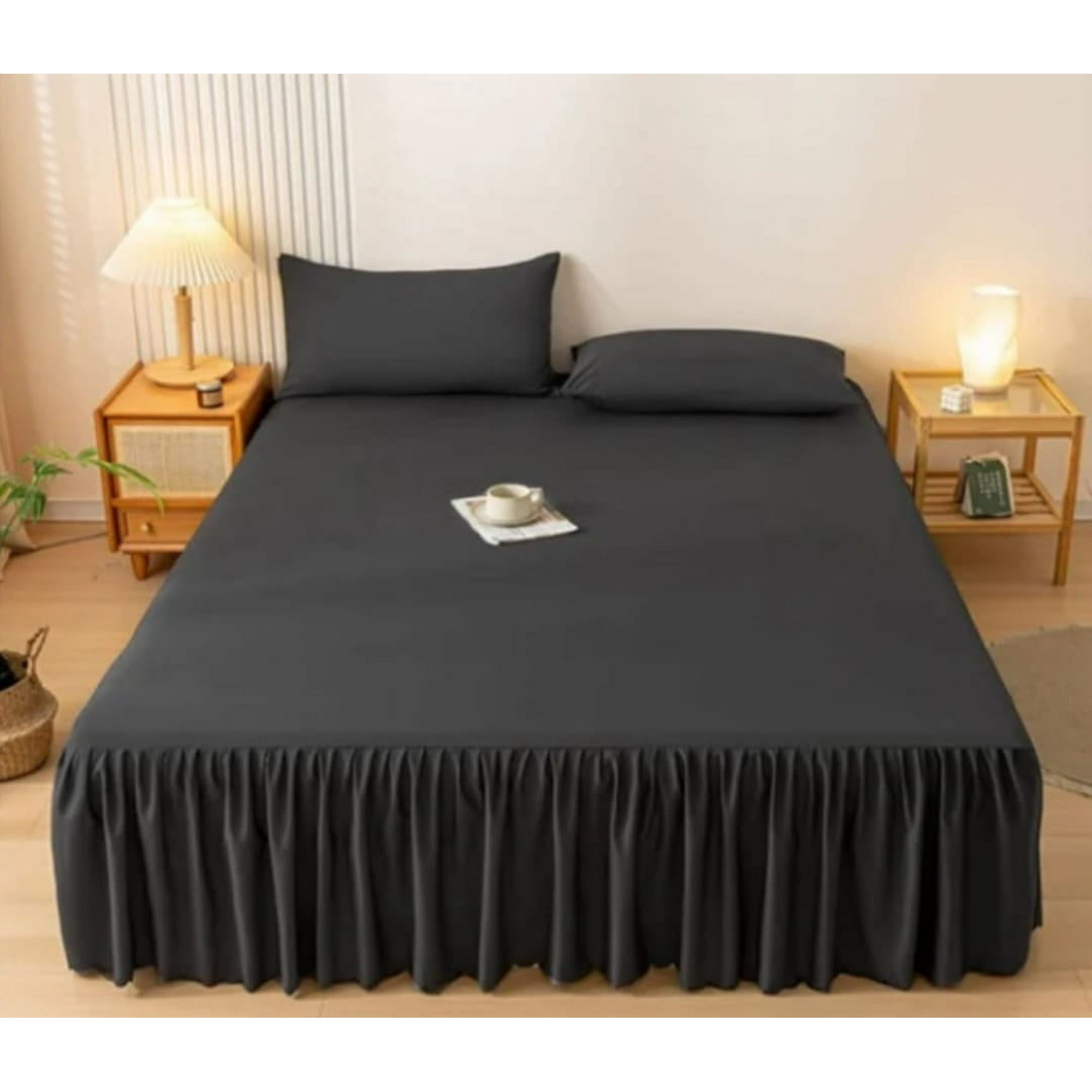 Aladdins Shop - Faldon Para Cama 2 Plazas Color Negro 02