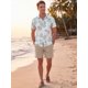 thumbnail image 2 of INSPIRE CHIC Conjunto de 2 Piezas para Hombre Camisa y Pantalones Cortos Tropicales Hawaianos Playa XL Caqui, 2 of 5