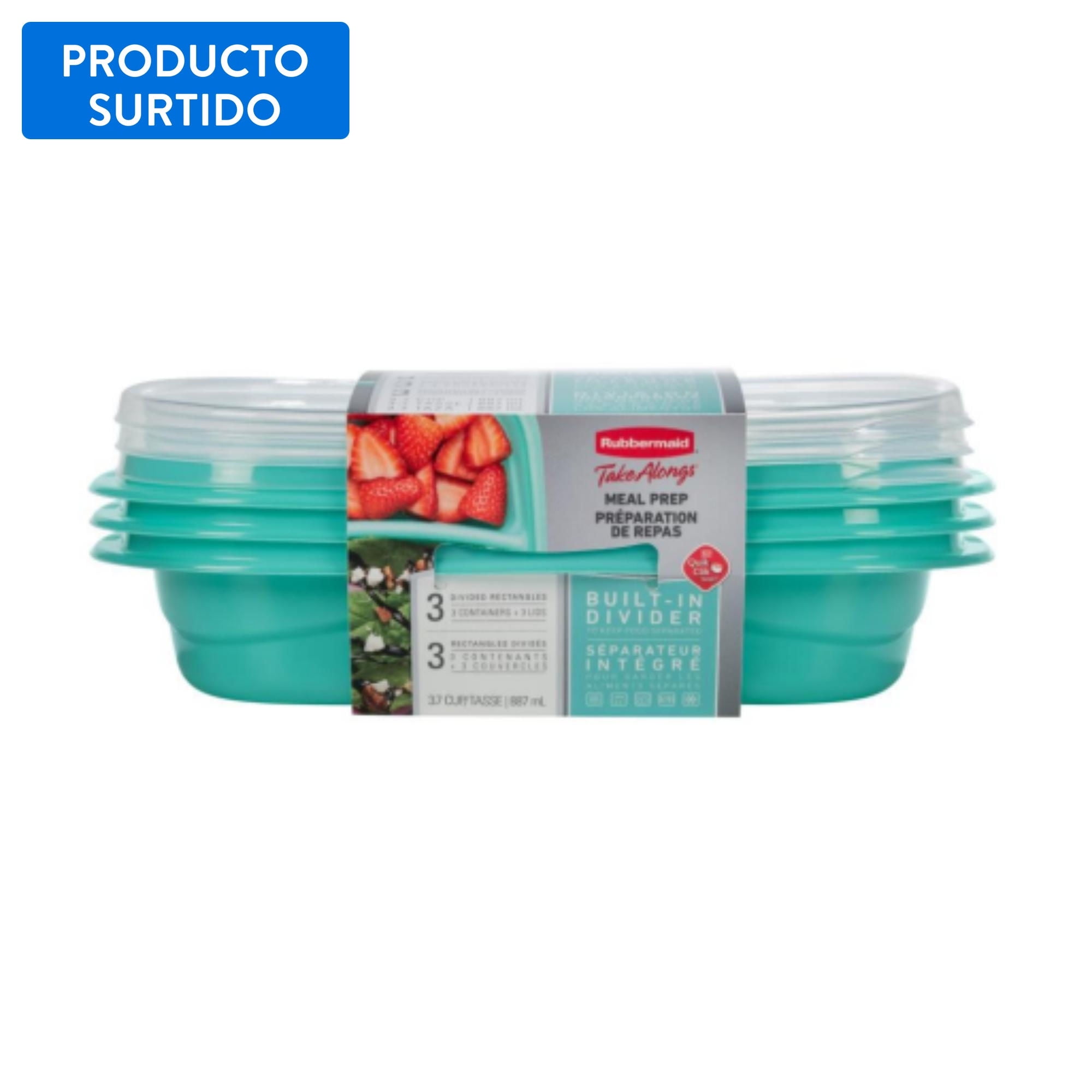 Rubbermaid - Pack De Hermético Takealongs Snack To Go 875ml Plástico 3 Piezas Multicolor