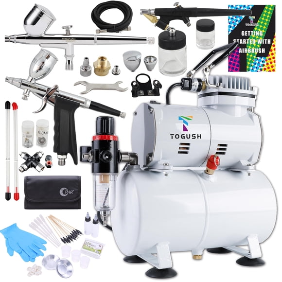 Compresor de Aerógrafo T TOGUSH con 3 Aerógrafos 100‑120 V