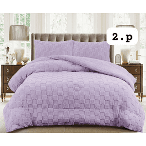 Mundo Shopping - Plumon De Invierno Texturizado Diseño Cuadros Con Chiporro 2 Plazas Color Lila