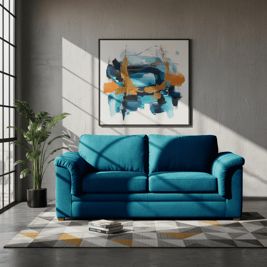 Latam Home - Sofa Ancona 3 C Tela Velvet Azul Petroleo