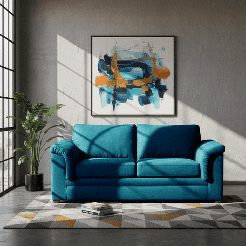 Latam Home - Sofa Ancona 3 C Tela Velvet Azul Petroleo