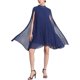 thumbnail image 2 of INSPIRE CHIC Vestido de Mujer de Gasa con Capa, Vestido con Mangas de Capa Fluidas, Vestido Plisado Azul Oscuro XL, 2 of 6