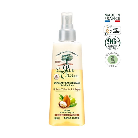 Desenredante bifásico para cabellos seco y dañado con aceite de oliva, aceite de argán y karité 150 ml, 150 ml