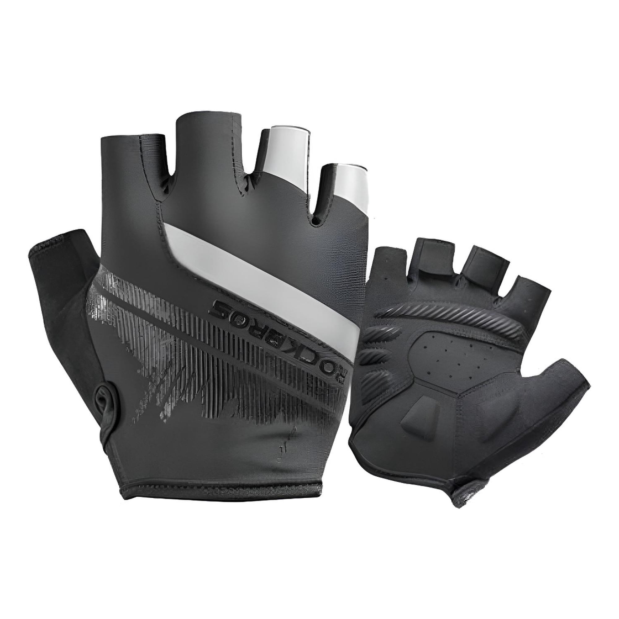 Rockbros - Guantes Reflectantes Dedo Corto Mtb Ruta Bicicleta Negro L
