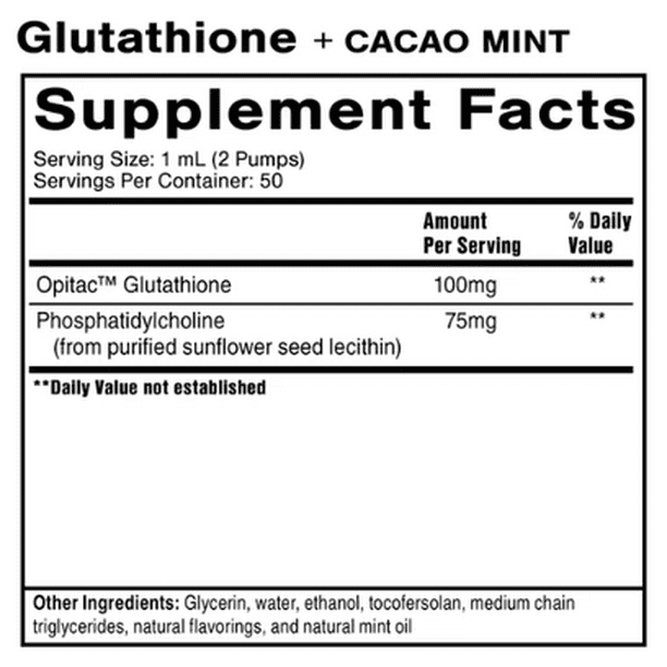 quicksilver scientific glutathione+ cacao mint Glutatión Liposomal — y Menta Glutathione, 500mg with Milk